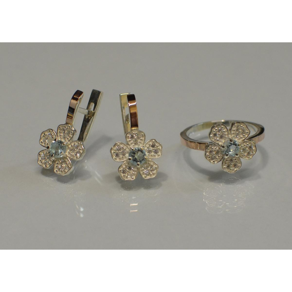 Набір срібний з золотими пластинами (094)