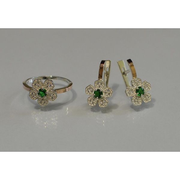 Набір срібний з золотими пластинами (094)