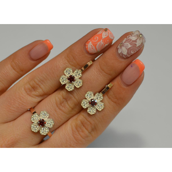 Набір срібний з золотими пластинами (094)