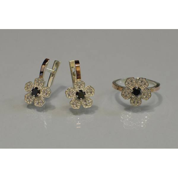 Набір срібний з золотими пластинами (094)