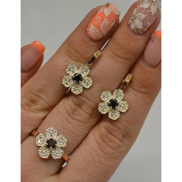 Набір срібний з золотими пластинами (094)