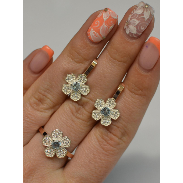 Набір срібний з золотими пластинами (094)