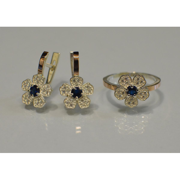 Набір срібний з золотими пластинами (094)