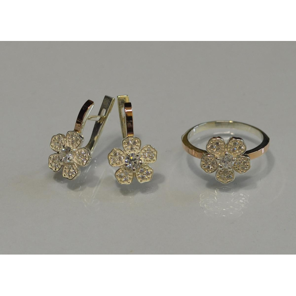 Набір срібний з золотими пластинами (094)