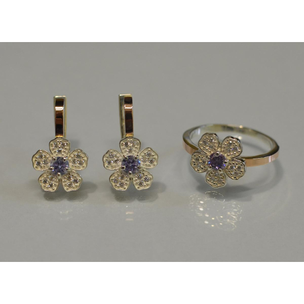 Набір срібний з золотими пластинами (094)