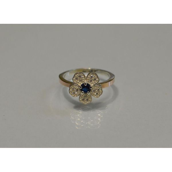 Кольцо серебряное с золотыми пластинами (094к)