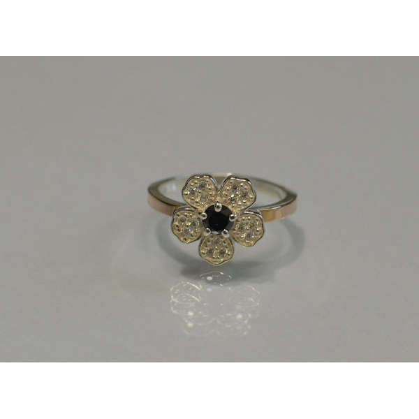 Кольцо серебряное с золотыми пластинами (094к)