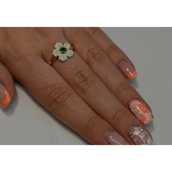 Кольцо серебряное с золотыми пластинами (094к)