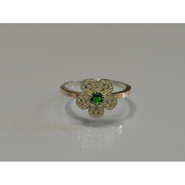 Кольцо серебряное с золотыми пластинами (094к)