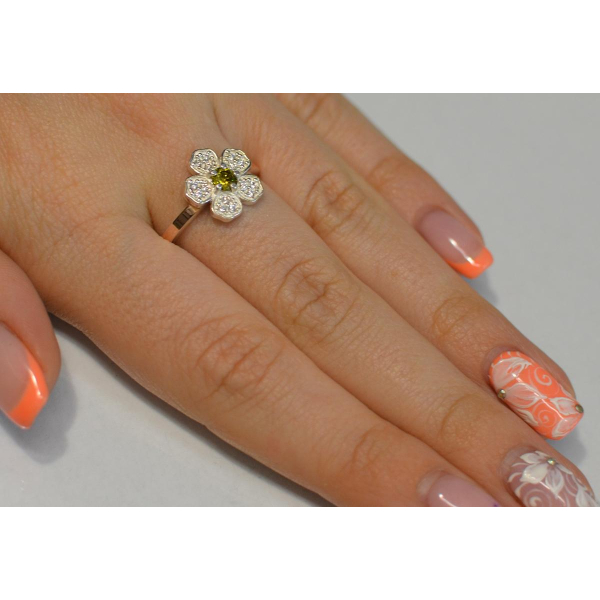 Кольцо серебряное с золотыми пластинами (094к)