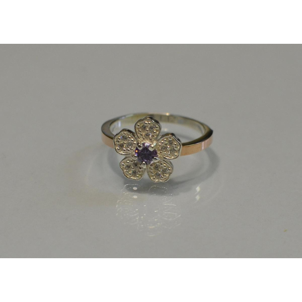 Кольцо серебряное с золотыми пластинами (094к)