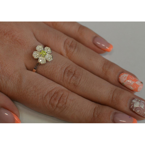 Кольцо серебряное с золотыми пластинами (094к)