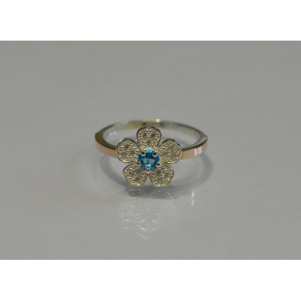 Кольцо серебряное с золотыми пластинами (094к)