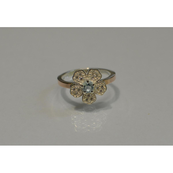 Кольцо серебряное с золотыми пластинами (094к)