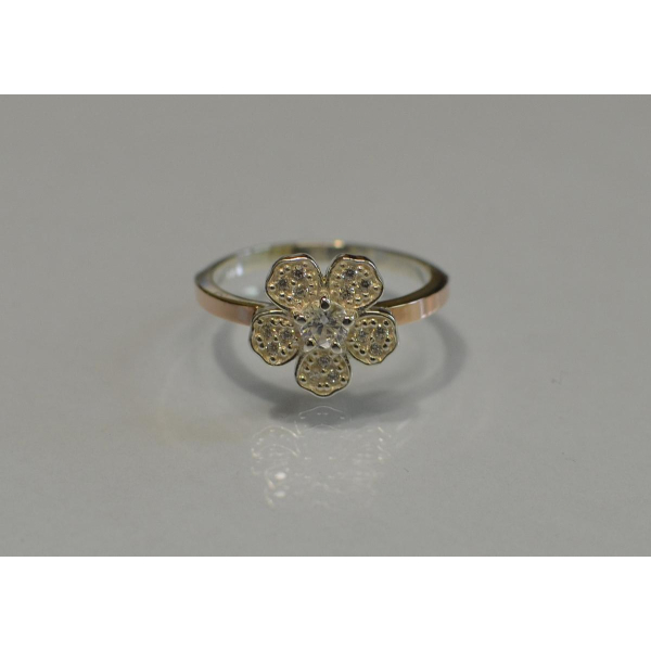 Кольцо серебряное с золотыми пластинами (094к)