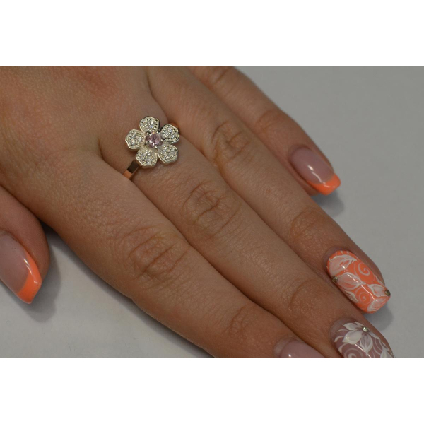 Кольцо серебряное с золотыми пластинами (094к)