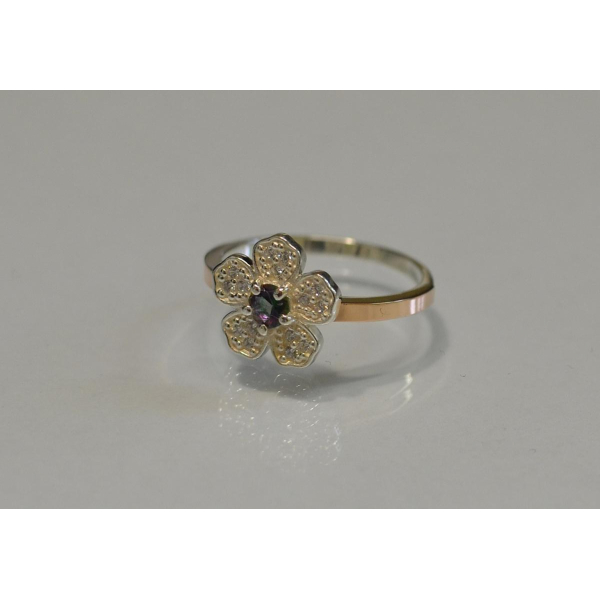 Кольцо серебряное с золотыми пластинами (094к)