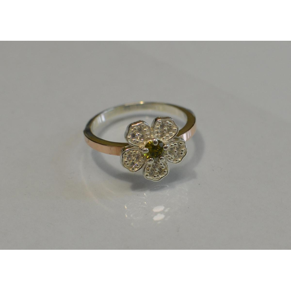 Кольцо серебряное с золотыми пластинами (094к)