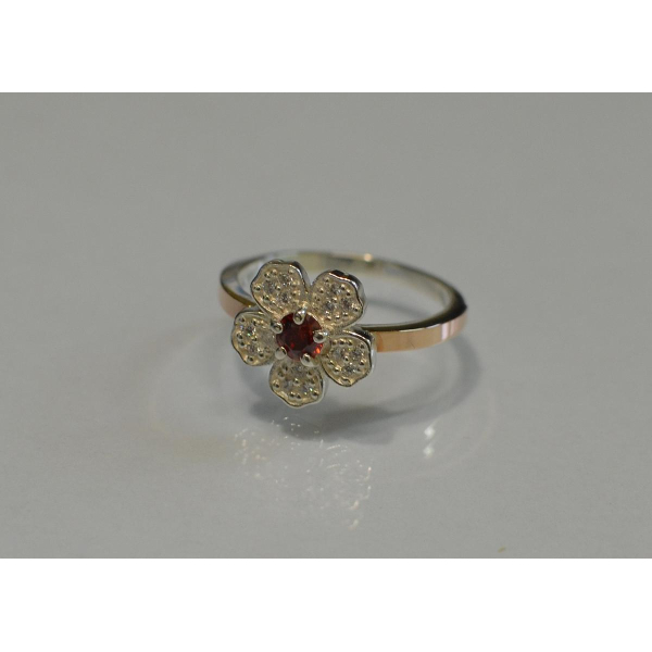 Кольцо серебряное с золотыми пластинами (094к)