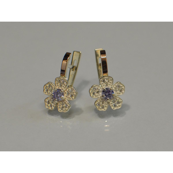 Серьги серебряные с золотыми пластинами (094с)