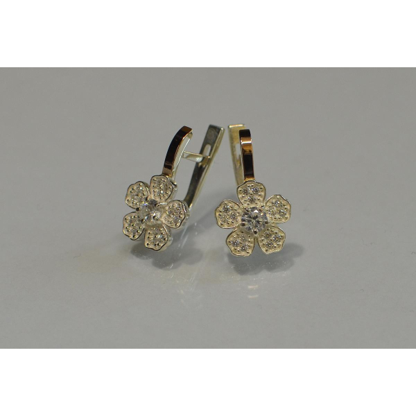 Серьги серебряные с золотыми пластинами (094с)