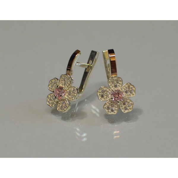 Серьги серебряные с золотыми пластинами (094с)