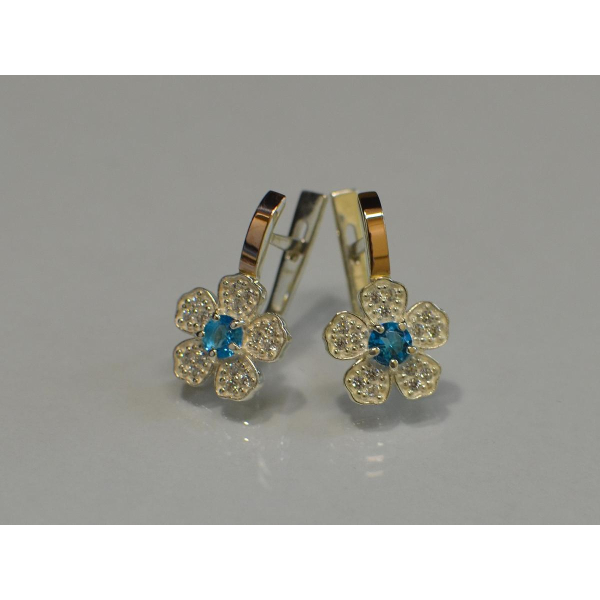 Серьги серебряные с золотыми пластинами (094с)