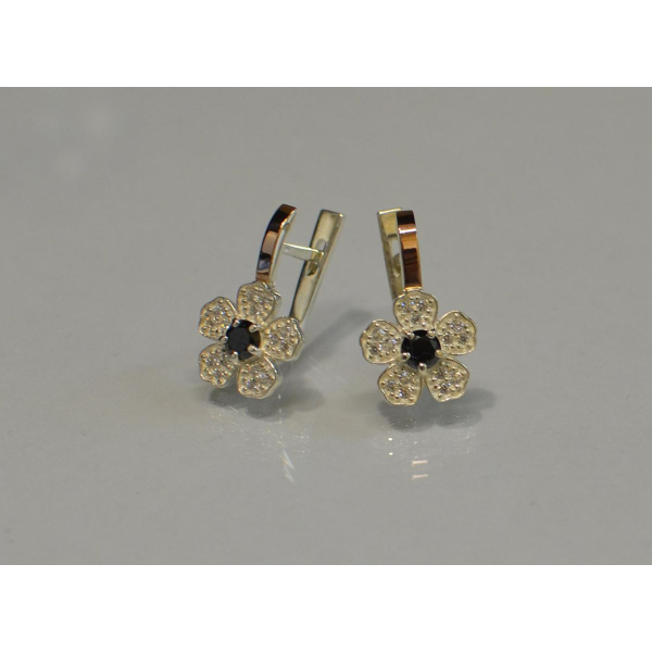 Серьги серебряные с золотыми пластинами (094с)