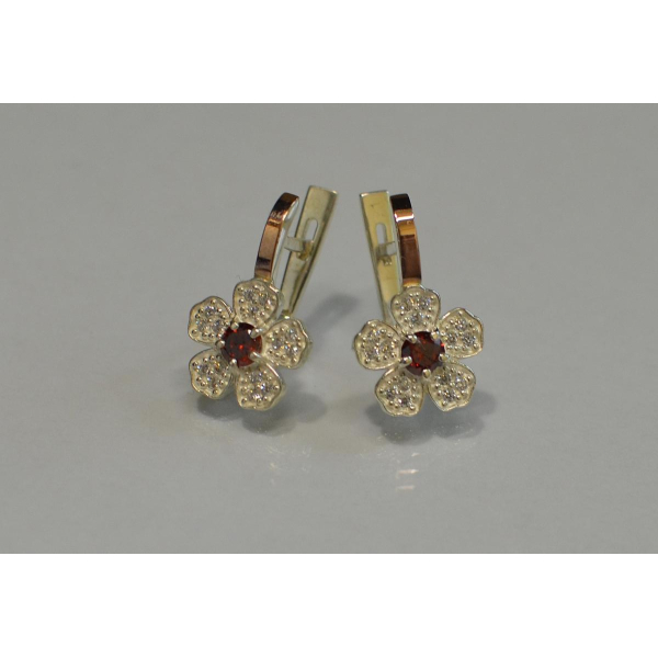 Серьги серебряные с золотыми пластинами (094с)