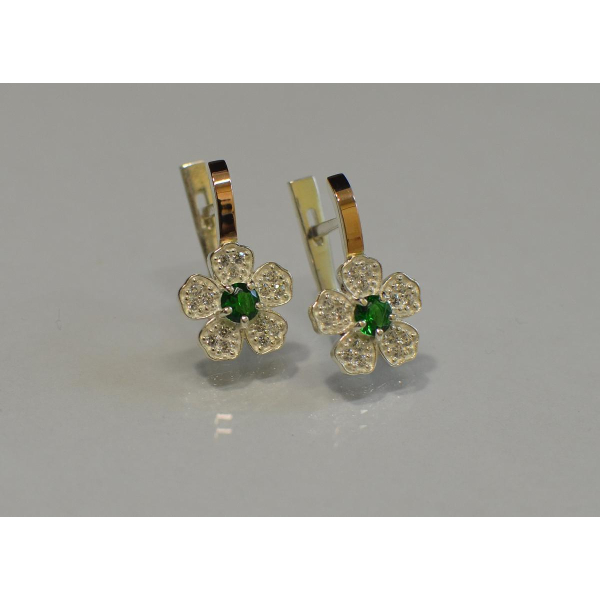 Серьги серебряные с золотыми пластинами (094с)