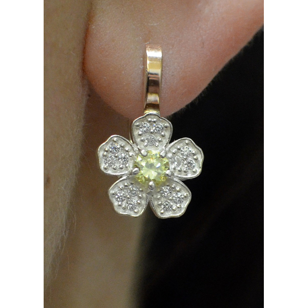 Серьги серебряные с золотыми пластинами (094с)