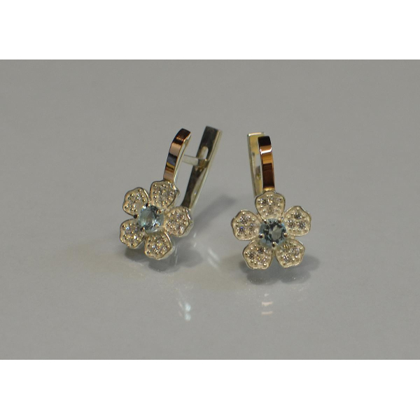 Серьги серебряные с золотыми пластинами (094с)