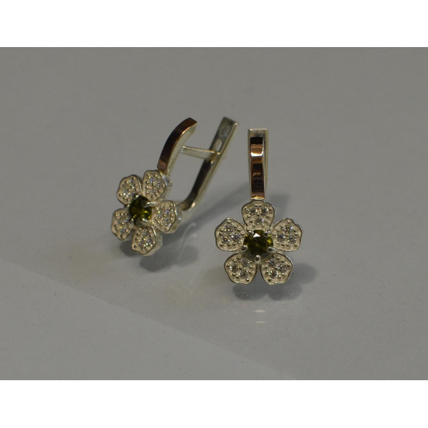 Серьги серебряные с золотыми пластинами (094с)