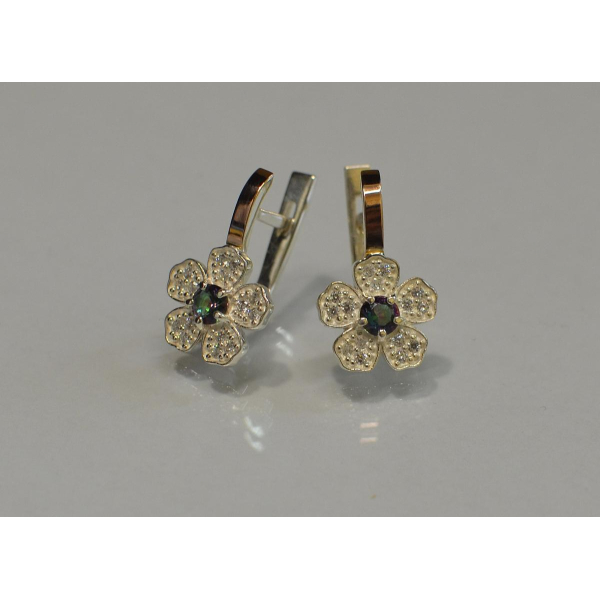 Серьги серебряные с золотыми пластинами (094с)