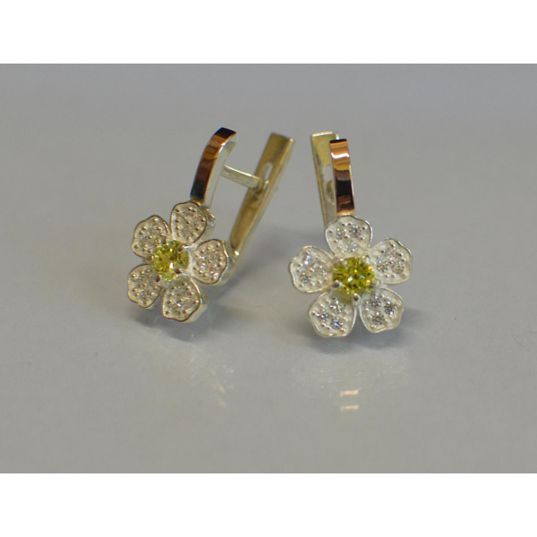 Серьги серебряные с золотыми пластинами (094с)