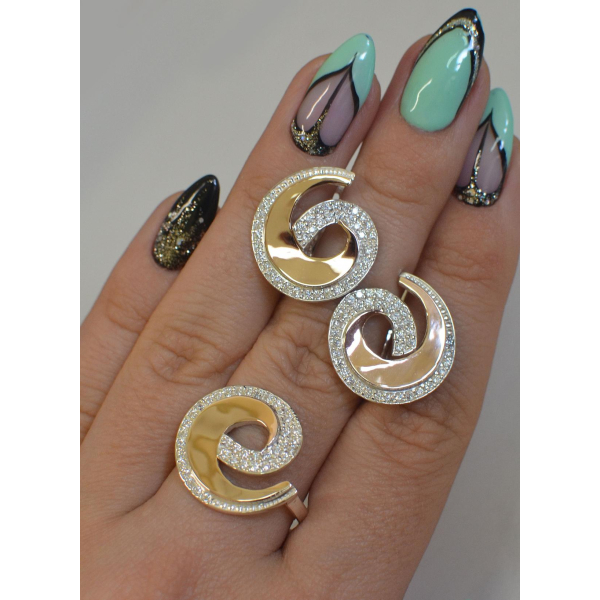 Гарнитур серебряный  с золотыми вставками (095)