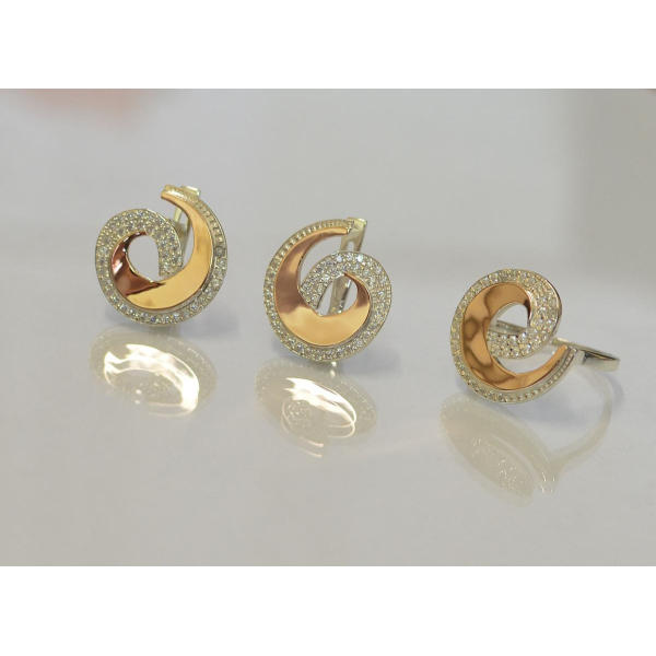 Гарнитур серебряный  с золотыми вставками (095)