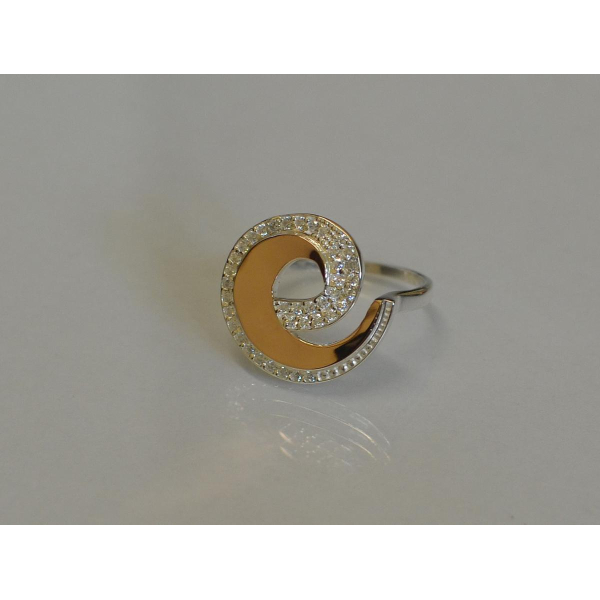 Каблучка срібна з золотими накладками (095к)