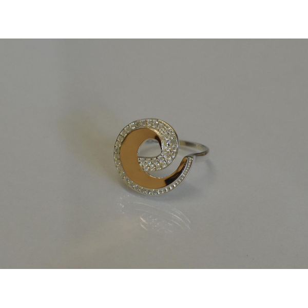 Каблучка срібна з золотими накладками (095к)