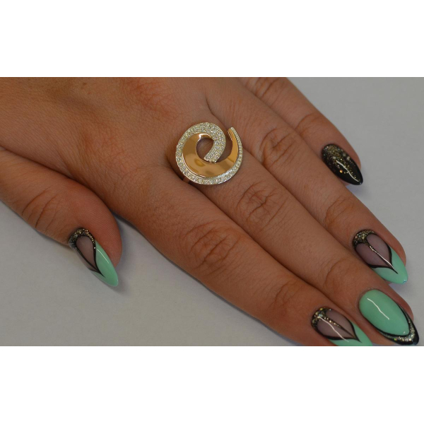 Каблучка срібна з золотими накладками (095к)