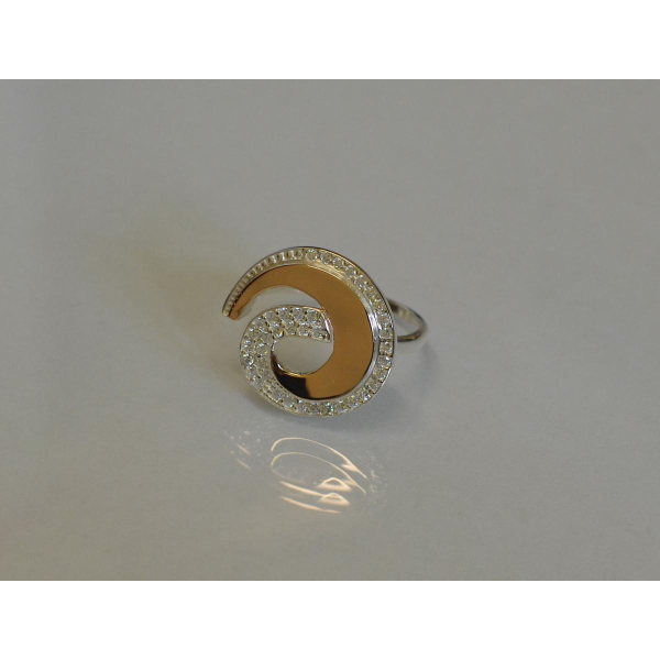 Каблучка срібна з золотими накладками (095к)