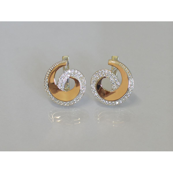 Серьги серебряные с золотыми вставками (095с)