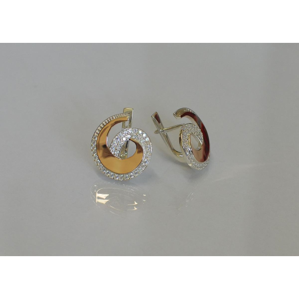 Серьги серебряные с золотыми вставками (095с)