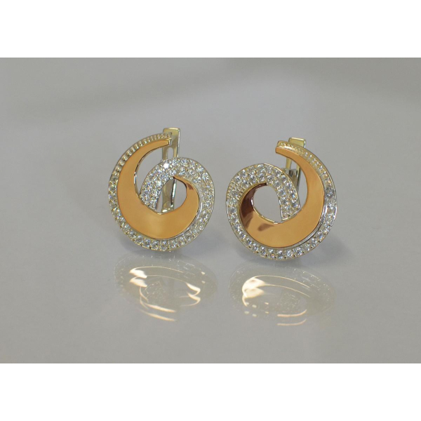 Серьги серебряные с золотыми вставками (095с)