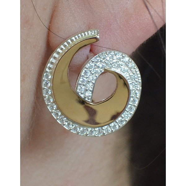 Серьги серебряные с золотыми вставками (095с)