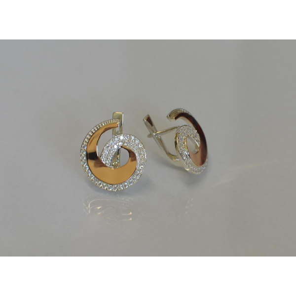 Серьги серебряные с золотыми вставками (095с)