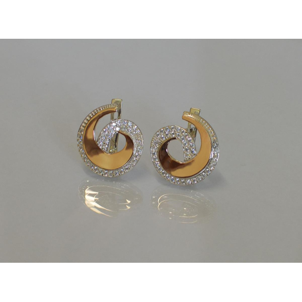 Серьги серебряные с золотыми вставками (095с)