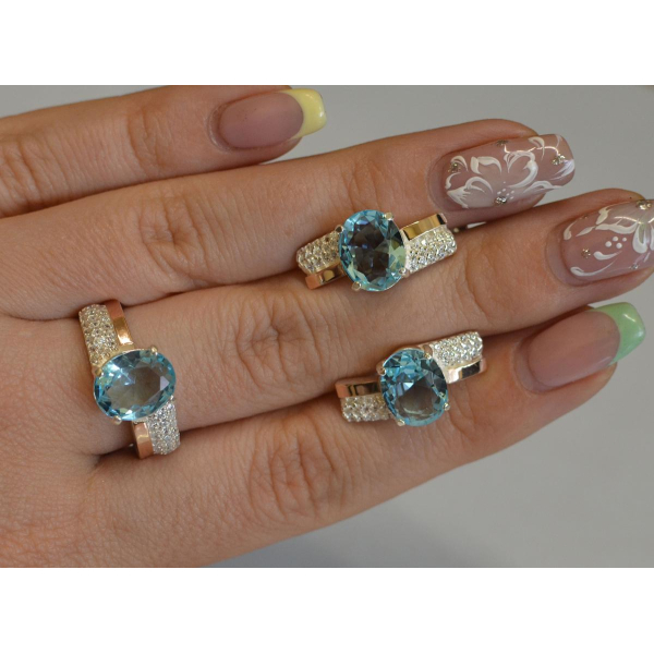 Набір срібний з золотими пластинами і фіанітами (096)