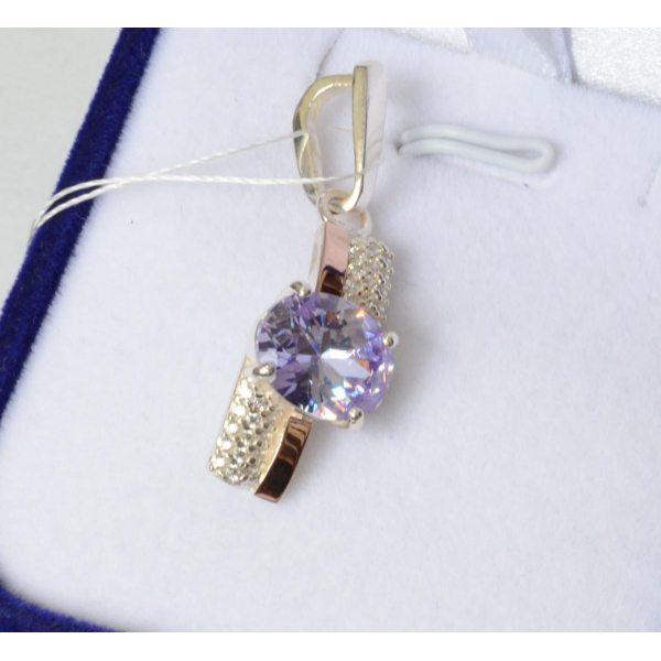 Серебряная подвеска с золотими вставками (096п)