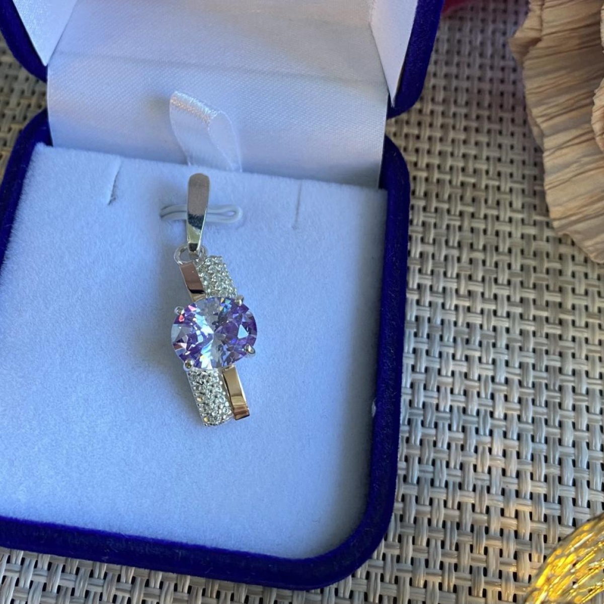 Серебряная подвеска с золотими вставками (096п)